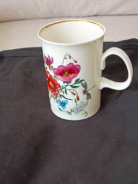 Gucci Floral Porcelain Mug with Pink, Red, Blue & Gold Accents